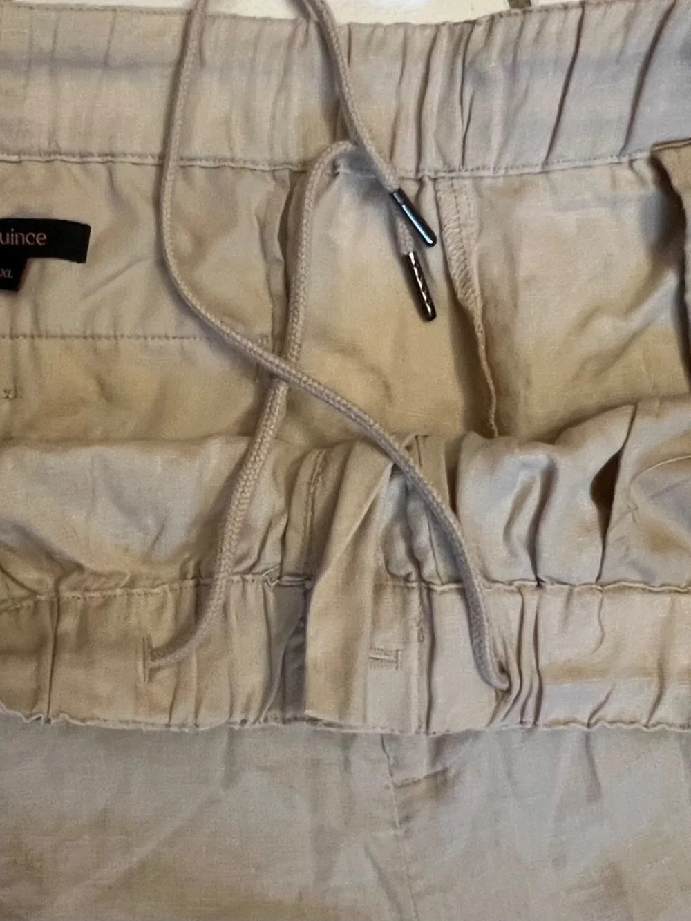 Quince 100% European Linen Pants Beige Khaki Pull-On Size XL